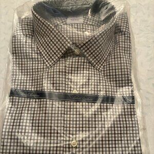 SHIRT. New w tags. Brooks Brothers. Sz 16 - 34. Small check grey taupe.